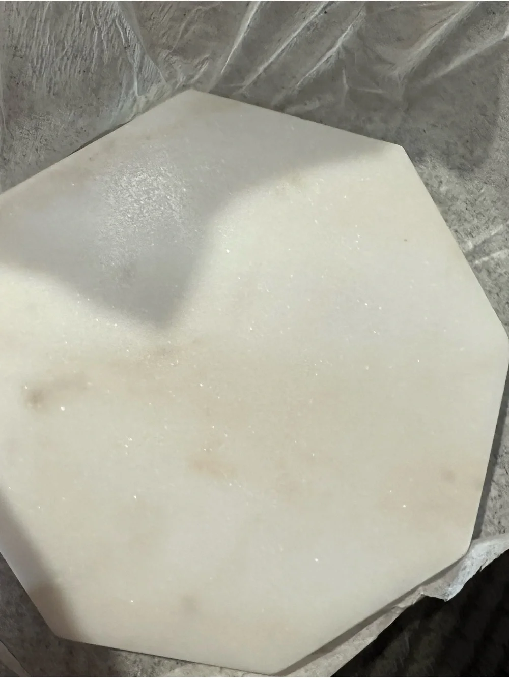 Set of 3 White Marble Coasters Artisan Handmade in India NEW